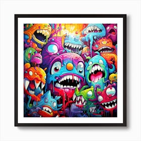 Monsters Graffiti Art for wall decor 5 Art Print