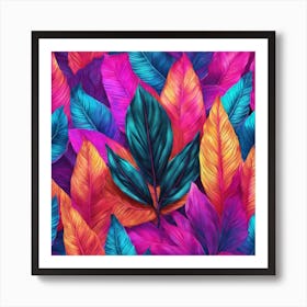 Colorful Leaves Seamless Pattern Art Print