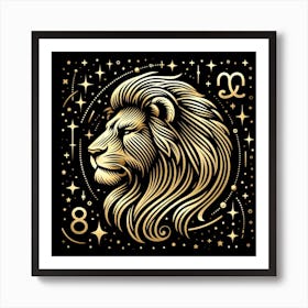 A Zodiac symbol, A Lion Art Print