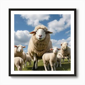 Default A Sheep Is Playing With Other Sheep In The Pasture And 0 1 Art Print