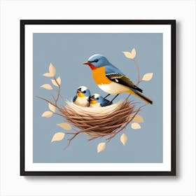 A bird and chicks 1 Art Print