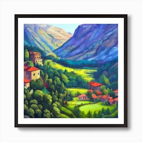 Village In The Mountains Art Print