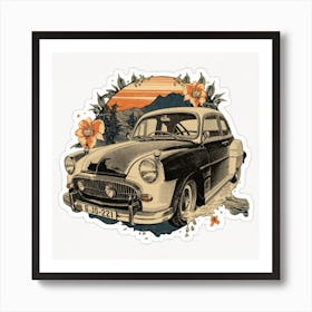 Drawing Of A Classic Sports Car 1 Art Print