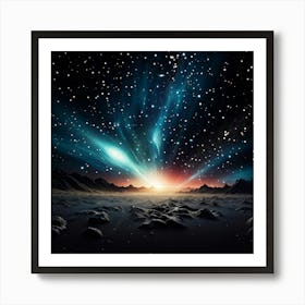 A Retro Inspired Scene Colors An Abstract Galaxy On A Background Of Space Magic Effects Shimmering (4) Art Print