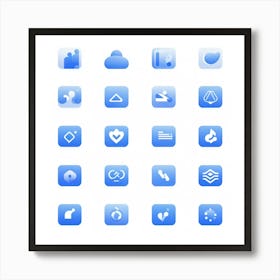 Abstract Vector Icons Shades Of Blue And Gray For Web Navigation Gradient Shading Minimalist Des (4) Art Print