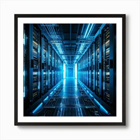 Advanced Data Center Interior Cabling Meticulously Organized In Vibrant Colors Rows Of Servers Wit (2) Art Print