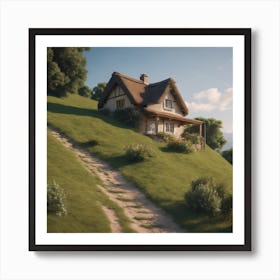 Cottage On A Hill Art Print