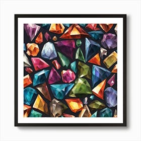 Seamless Pattern Of Colorful Gems Art Print