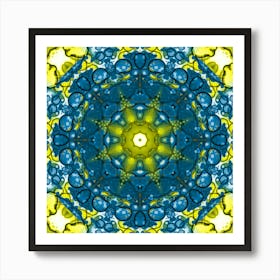 Abstract Blue Yellow Mandala Of Ukraine Art Print