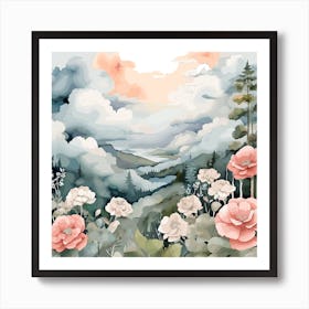 Watercolor Of Flowers Art Print