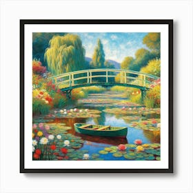 Water Lily Bridge 2 Art Print