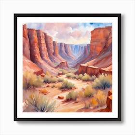 Canyons Watercolor Painting Art Print