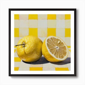 Lemon Yellow Checkerboard 2 Art Print