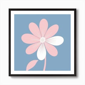 A White And Pink Flower In Minimalist Style Square Composition 532 Art Print