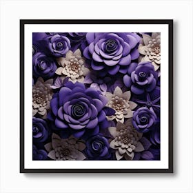 Purple Paper Flowers Art Print