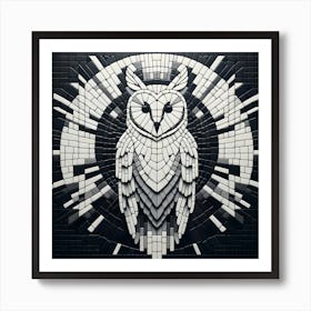 Mosaic white Owl Art Print