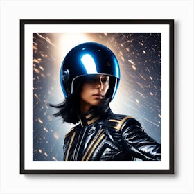 Futuristic Woman In Helmet Art Print