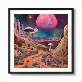 Mushroom Moonscape 3 Square Art Print