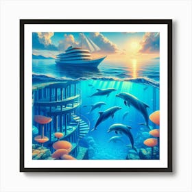 Dolphins In The Sea Art Print