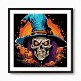 Halloween Witch Skull Art Print