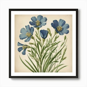 Blue Flowers art print Art Print