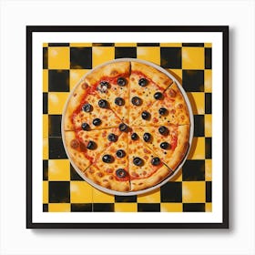 Pizza Yellow Checkerboard 3 Art Print