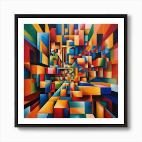 Abstract Cubes Art Print