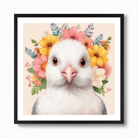 Floral Baby Pigeon Nursery Illustration (52) Art Print