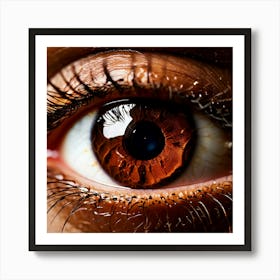 Brown Eye Human Close Up Pupil Iris Vision Gaze Look Stare Sight Close Macro Detailed (4) Art Print