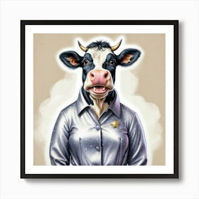 Cow With Horns 11 Art Print