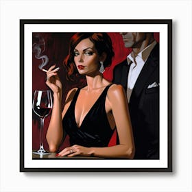 Man And Woman Smoking Art Print