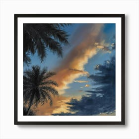 Sunset Over Palm Trees 1 Art Print