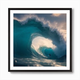 Surfer Riding A Wave Art Print