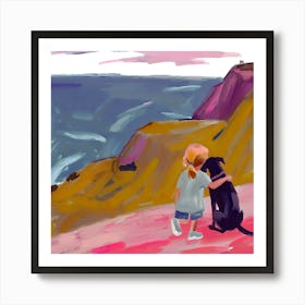 Little Girl And Her Dog Art Print