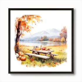 Autumn Picnic Table 4 Art Print