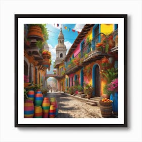 Colorful Street In Mexico 1 Art Print