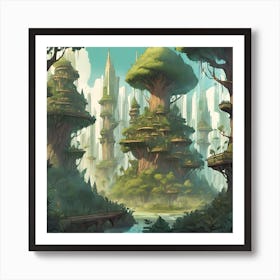 A Magical Forest City From The Future Art Print