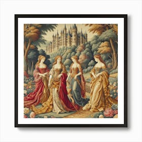 Four Ladies In A Garden Art Print