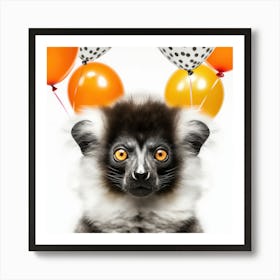 Lemur With Balloons 5 Art Print