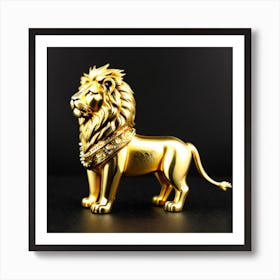 Vintage Golden Glass Lion Art Print