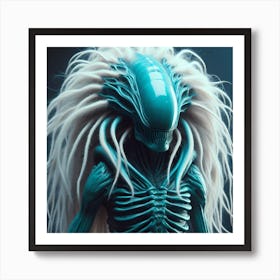 Alien Portrait Turquoise 6 Art Print
