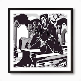 Skeleton In The Graveyard Art Print