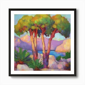 Three Trees by the Sea Art Print