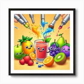 cute fruits and juices Art Print