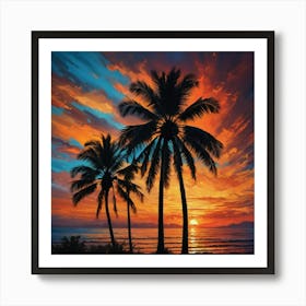 Sunset Palm Trees 1 Art Print