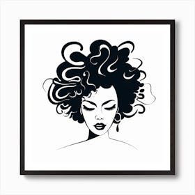 Portrait Of A Woman With Curly Hair 2 Art Print