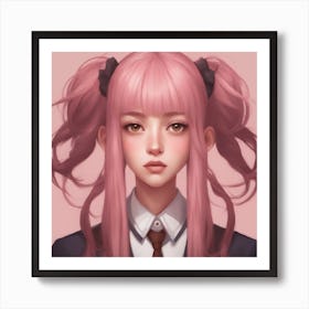 Anime Girl with pig tails Art Print