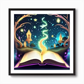 Magical Book with Glowing Pages Art Print