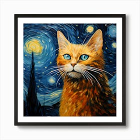 Vincent Van Cat, Van Gogh Inspired Art Print