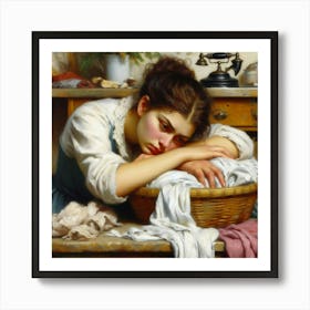 Girl With A Basket Art Print